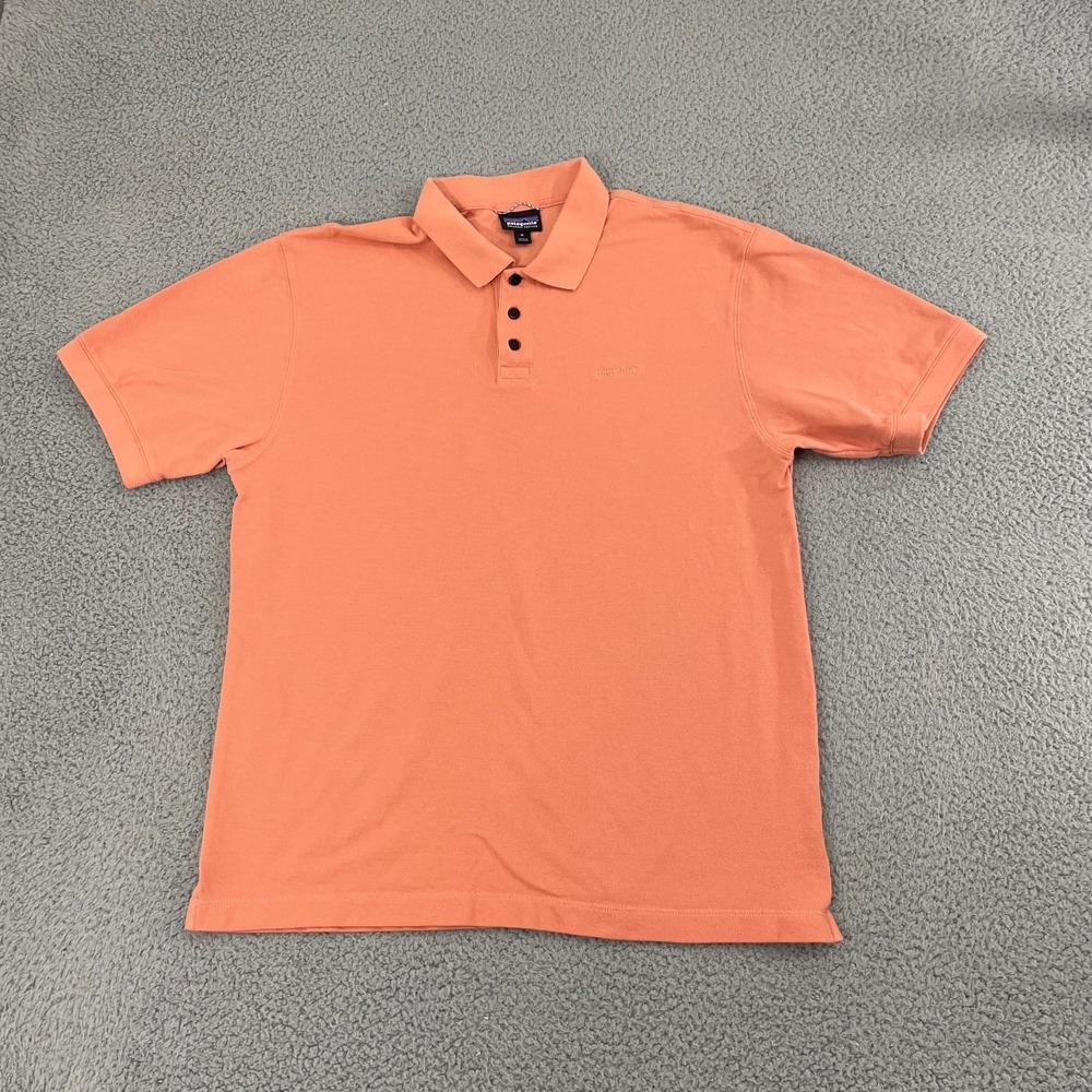 Patagonia Essential Polo Men M Peach Organic Cotton Short Sleeve Shirt